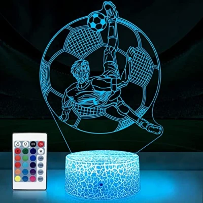 Image of SUPERHONGJIHAO Night Light for Kids 3D Play Football Led Lamp with Remote Control 16 Color Changing Xmas Birthday Gift Child