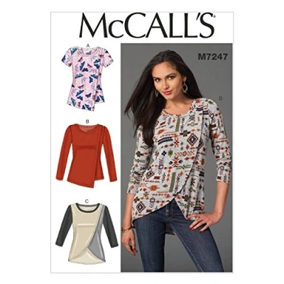 Image of Mccall&#039;s Patterns 7247, Misses Tops,Sizes, Cotton, E5 (14 16 18 20 22)
