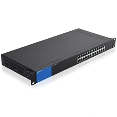 Image of Linksys LGS124 UK 24 Port Gigabit Unmanaged Network Switch Home and Office Ethernet Hub with Metal Housing Wall Mount or Desktop Splitter, Plug Play