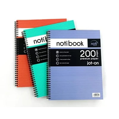 Image of Noti A4 Jot on Notebook Wirebound Ruled &amp; Perforated, 200 Pages Assorted (Pack of 3)