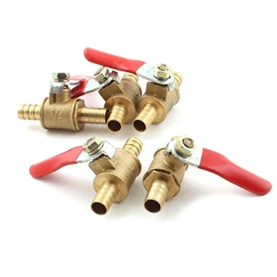 Image of Sourcingmap Ball Valve Shut Off Valve, 8mm Hose Barb to Barb, Pipe Tube Fittings, 180 Degree Operation Handle, Metal Pack of 5
