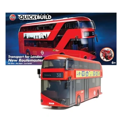 Image of Airfix QUICKBUILD Model Vehicle Kit Routmaster Bus Building for Kids 6+, Construction Toys Boys &amp; Girls, No Glue Making Classic Gifts Plastic Kits