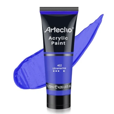 Image of Artecho Acrylic Paint, Untramarine (120ml / 4.05oz) Tubes, Art Craft Paints for Canvas Painting, Rock, Stone, Wood, Fabric, Supplies Professional Artists, Adults, Students, Kids