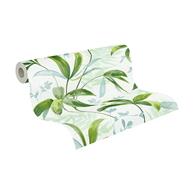 Image of A.S. Création Jungle Wallpaper Chic Non Woven 10.05 m x 0.53 Green White Made in Germany by Architects Paper 377041 37704 1