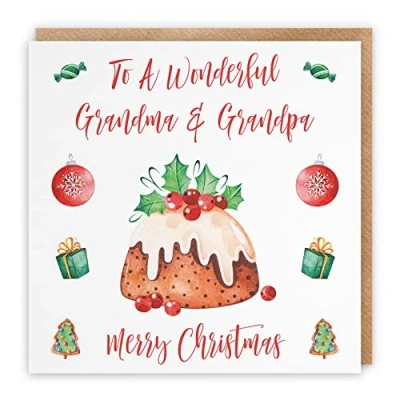 Image of Hunts England Grandma And Grandpa Christmas Card To A Wonderful &amp; Merry Pudding Collection Funny Xmas