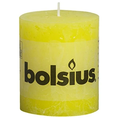Image of Rustic Pillar Candles 80 x 68 mm (Pack of 6) Vivid Yellow