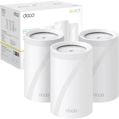 Image of TP Link Deco BE65 BE9300 Tri Band Whole Home Mesh WiFi 7 System, Speeds up to 9214 Mbps, AI Driven, Connect Over 200 Devices, Ideal for Gaming&amp;4K, Easy Setup, System 2.5G Connectivity, Pack of 3