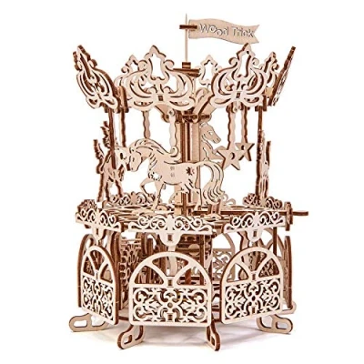 Image of Wood Trick Wooden Carousel Horse Toy, Merry Go Round Toy Rotating Mechanical Model 3D Puzzle, Assembly Toys, ECO Best DIY STEM Toys for Boys and Girls