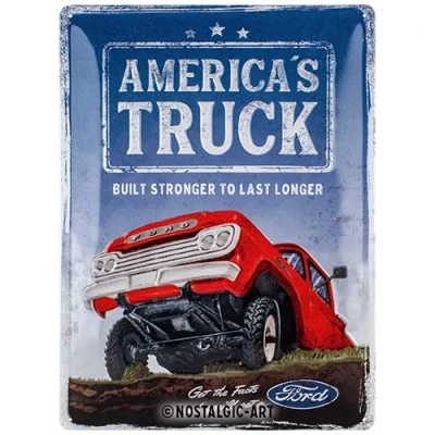 Image of Nostalgic Art Retro Tin Sign, 30 x 40 cm, Ford America&#039;s Truck F100 Gift Idea for Accessories Fans, Original Licensed Product (OLP), Made of Metal, Vintage Design, Signs Sayings