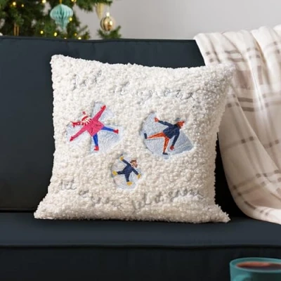 Image of furn. Christmas Together Snow Angels Boucle Polyester Filled Cushion