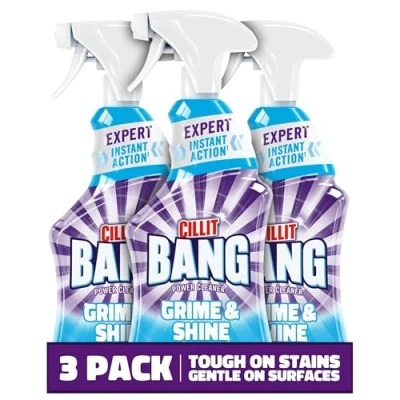 Image of Cillit Bang Professional Grime &amp; Shine Spray, Suitable for Cleaning Outdoor and Indoor Surfaces, Size: 750ml (Pack of 3)