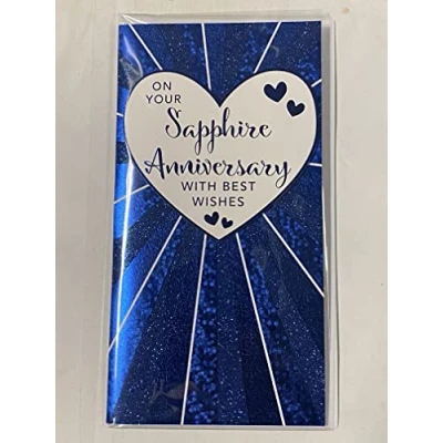 Image of On Your Sapphire Anniversary With Best Wishes 45th Wedding Card Blue Hearts/Blue Words 3D/Glitter/Foil Detail(PRELUDE48739)