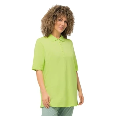 Image of Ulla Popken Women&#039;s Basic Poloshirt T Shirt, Lime Green, 20 UK/22 UK