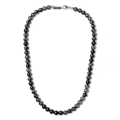 Image of GAVU Handcrafted Snowflake Obsidian Men&#039;s Healing Crystal Necklace 50cm