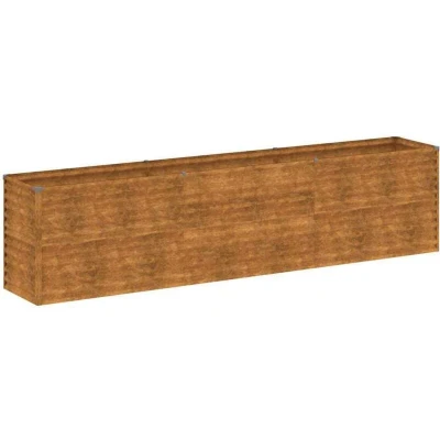 Image of vidaXL Garden Raised Bed in Corten Steel Spacious 291x50x69 cm Weather Resistant, Low Maintenance, Decorative and Functional Planter Box for Outdoor Indoor