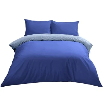 Image of Lions Plain Dye Bedding, King Size Duvet Cover Sets with Pillowcase, 3 Piece Ultra Soft Reversible Quilt Covers Bed Set, Microfibre Premium Quality, 230x220cm, Navy Blue