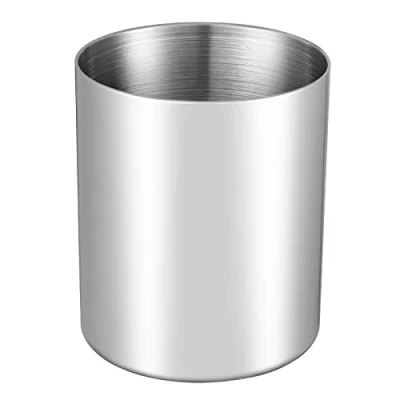 Image of Bidponds Silver Pencil Holder for Desk,304 Stainless Steel Desktop Pen Holder,Pencil Cup,Pencil Pot, Makeup Brush Holder,Stationery Organizer