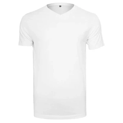 Image of Build Your Brand Men&#039;s T Shirt Light Tee V Neck Top for Men in Sizes S 5XL, White,