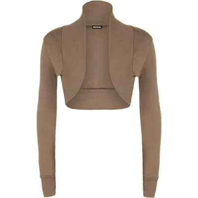 Image of WearAll Ladies Shrug Long Sleeved Bolero Top Womens Mocha 10/12