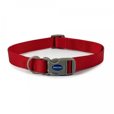 Image of Ancol Viva Adjustable Collar Red, Size 1 2/Small ,A Fits neck 20 30 cm, Quick Fit, Lightweight, Weather Proof