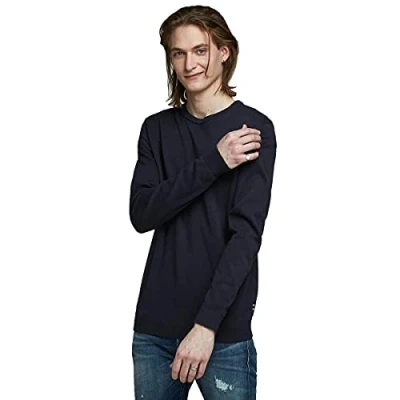 Image of JACK &amp; JONES Mens Basic Knit Sweater Navy Blazer L