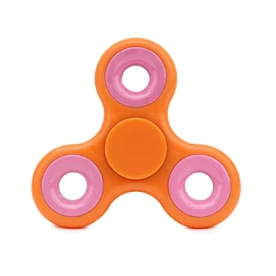 Image of Toyland® Fidget Hand Spinner Stress and Anxiety Relief Assorted Colours (Orange &amp; Pink Rings)