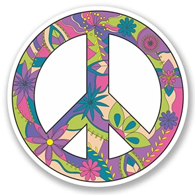 Image of 2 x 10cm Peace Symbol Vinyl Sticker Bike Laptop Helmet Car Flowery Hippy #5181 (10cm 10cm)