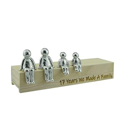 Image of 17th Anniversary Idea 17 Years We Made A Family Metal Ornament Choose Your Combination Box &amp; Woodgrain May Vary(2 Children)