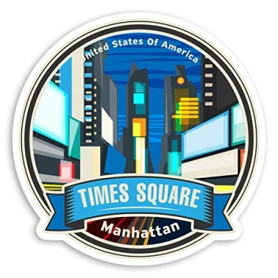 Image of 2 x 10cm Times Square New York City Vinyl Stickers America USA Sticker #34491 (10cm Wide)