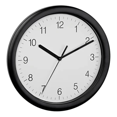 Image of TFA Dostmann Analog Wall 60.3064.01 Modern Silent Sweep Movement Kitchen Office Clock Black Frame, (L) 254 x (B) (H) 34 mm
