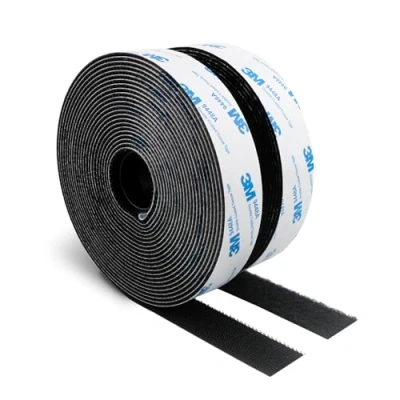 Image of 3M Hook and Loop Self Adhesive Tape 25MM x 6M 9448A Sticky Back Interlocking Nylon Fabric Fastener Heavy Duty Adhesion Strip Black(9448AF)