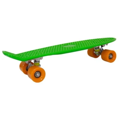 Image of CHARLES BENTLEY 22 Inch Beginner Skateboard For Kids, Teenagers, And Adults, Retro, Plastic, Street, Park, Penny Board Cruiser, Multiple Colours, High Performance, 1.9kg, In Green (57.5x14.5x10cm)