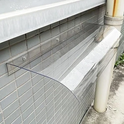 Image of Patio Door Awning Outdoor Polycarbonate Canopy for Window Transparent Rain Shelter Cover Protection Roof