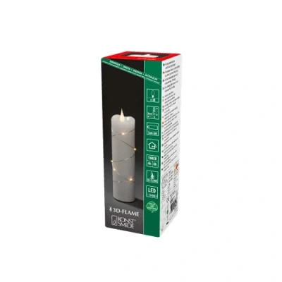 Image of Konstsmide Slim Flameless Battery Candles / 3D Living Light/Battery Operated Flickering Moving Flame Candle/Real Cream White Wax/Micro Fairy Lights 4 or 8 Hour Timer Function 17.8 x 5 cm