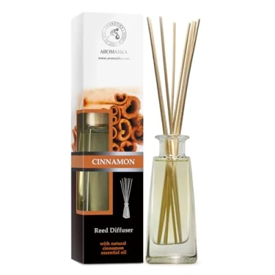 Image of Cinnamon Reed Diffuser w/Natural Essential Oil 100ml Fresh &amp; Long Lasting Fragrance Gift Set w/ 8 Bamboo Sticks Best for Aromatherapy Spa Home Office Boutique