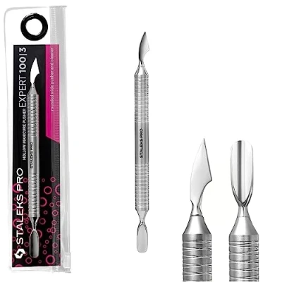 Image of Cuticle pusher Hollow manicure pedicure STALEKS EXPERT 100 TYPE 3 round &amp; cutter PE 100/3