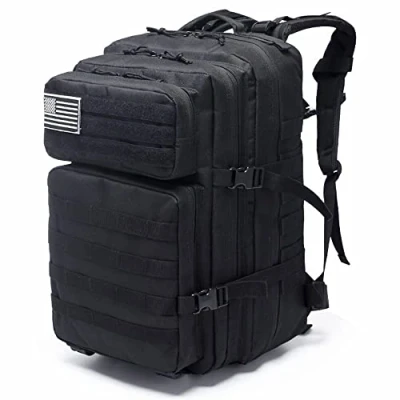 Image of Lawaia Military Tactical Backpacks Large 45L Army Assault Pack 3 Days Bug Out Bag Heavy Duty with Molle System, for Gym, Hiking, Camping, Fishing, Travel, Treeking and Daily Use (Black)