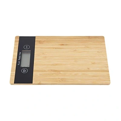 Image of Panel Electronic Scale Wooden Food Measurements Tools Rectangular Shape Designed Weight Flour Digital with LED Display for Kitchen or Restaurants