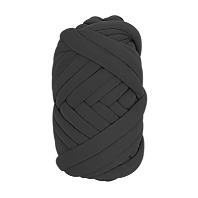 Image of Trintion Hand Knitted Chunky Yarn 25m Super Arm Knitting DIY Roving Washable Cotton Polyester for Handmade Blankets Scarf Sweater (Dark Grey)