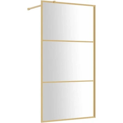 Image of vidaXL Walk in Shower Wall with Clear ESG Glass Gold 115x195 cm