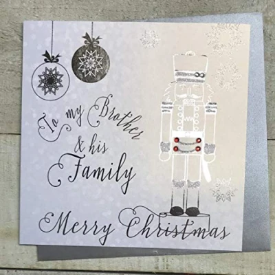 Image of BROTHER &amp; HIS FAMILY Handmade Christmas Card by White Cotton Cards