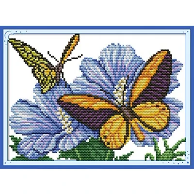 Image of Cross Stitch Kits, Love of Butterfly Awesocrafts Easy Patterns Stitching Embroidery Kit Supplies Christmas Gifts, Counted (Butterfly, Counted)