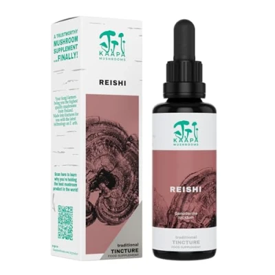 Image of KAAPA MUSHROOMS REISHI Mushroom Extract Tincture Potent Ultrasonic Extraction High Potency Supplement for Relax, Sleep &amp; Immunity Grown in Finland 50ml