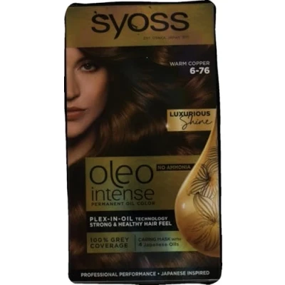 Image of Syoss Oleo Intense Hair Colour 6 76 Warm Copper Pack of 3 x 115 ml