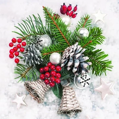Image of 3 Ply Xmas Decoupage Tissue Paper Napkins Decorative Christmas Serviettes 33cm x Pack of 20 (Xmas Winter Decor)