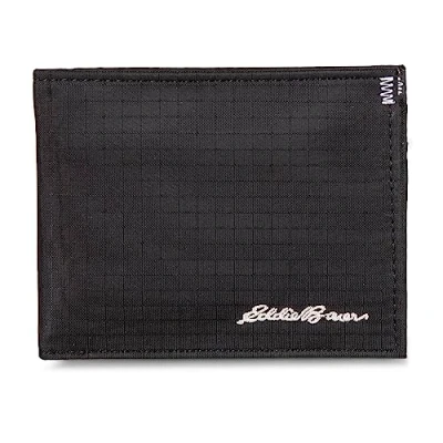 Image of Eddie Bauer Men Signature Bifold Passcase Wallet (Available in Cotton Canvas, Ripstop Nylon Black, One Size