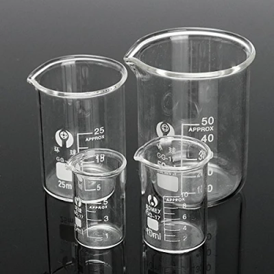 Image of FEVERWORK 4Pcs Graduated Borosilicate Glass Beaker 5ml 10ml 25ml 50ml Set Volumetric Laboratory Glassware