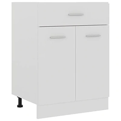 Image of vidaXL Kitchen Cabinet 1 Drawer 2 Shelves Cupboard Furniture Fitted Storage White 60 x 46 81.5 cm Chipboard