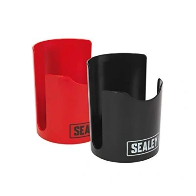 Image of Sealey Twin Pack RED + Black Magnetic Cup / Can Mug Holders Tea Coffee Etc **