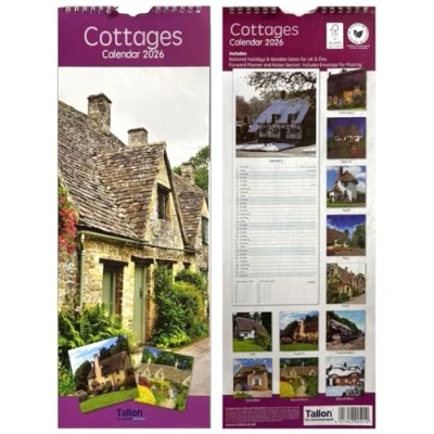 Image of Orbitron 2025 Slim Month To View Spiral Bound Photo Wall Calendar Coast, Scene, Cottages &amp;Garden (Cottages)